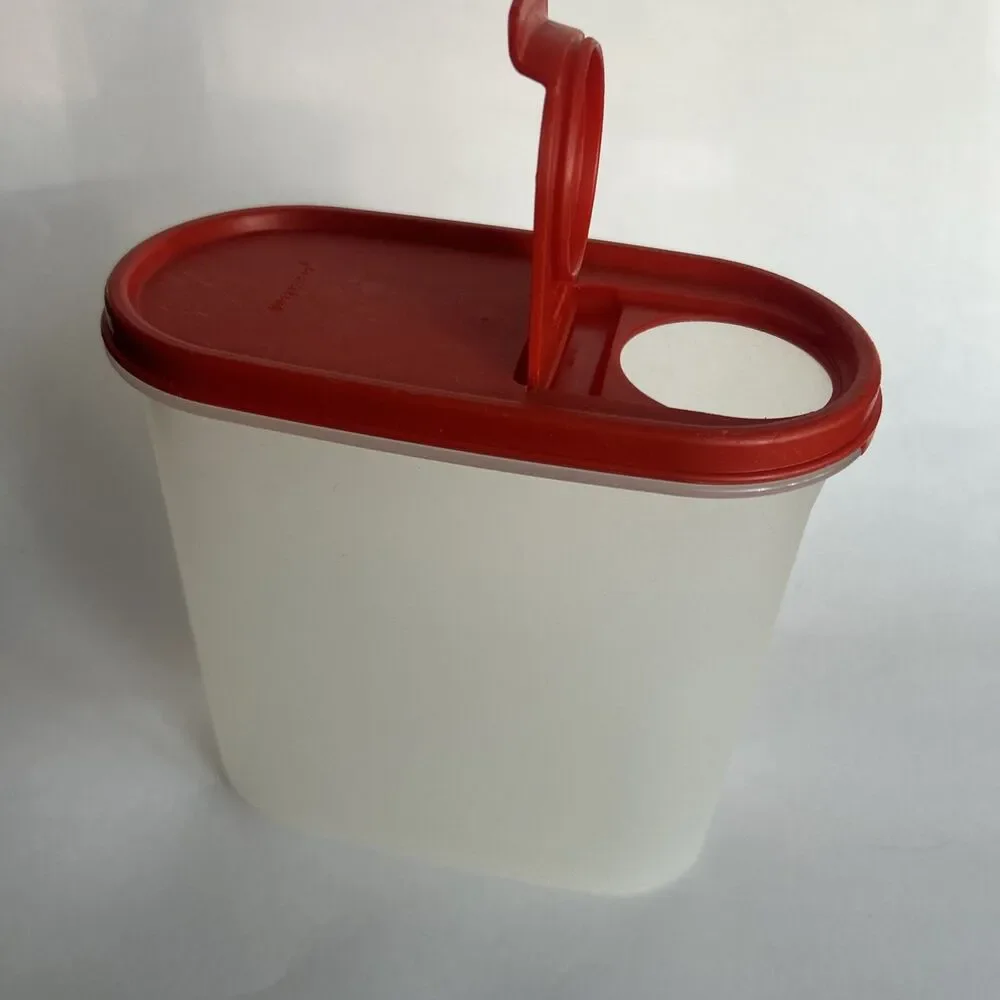 Vintage Tupperware Modular Mates #1613-3  7 1/4 Cups w/ Red lid flip open